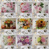 Rose Flower Pattern Kitchen Placemat Dining Sunflowers Table Mat Drink Coaster Cotton Linen Pads Bowl Cup Mats