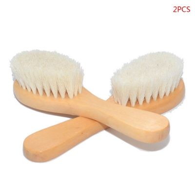 ﹍ 2 Pcs/set New Baby Care Natural Wool Wooden Brush Comb Kids Hairbrush Newborn Infant Comb Head Massager