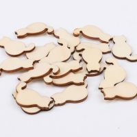 30pcs Natural wooden Cat decoration DIY Wooden Craft Flatback Scrapbooking 23x35mm Clips Pins Tacks