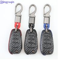 dvfggv jingyuqin Carbon Fiber Key Case Cover Leather Key Bag 3B Holder Chain For Ford F-150 250 350 Explorer Ranger KA Fiesta Mondeo