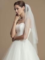 2 Tier Bride Wedding Veil Ivory Fingertip Tulle Veil with Comb Short Bridal Veil for Women Hair Accessories