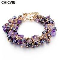 CHICVIE Charm Stones Gold Color Femme for Women Jewelry Personalized Purple Bracelet SBR140192