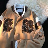 Street retro American jacket men and women bf design loose jacket niche couple trend wild casual baseball uniform