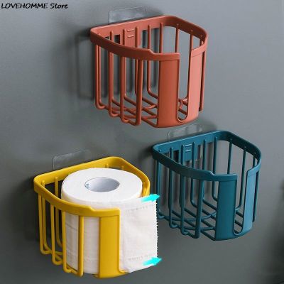 Punch Free Toilet Paper Shelf Bathroom Kitchen Tissue Box Wall Mounted Sticky Paper Storage Box Toilet Paper Holder Roll Paper