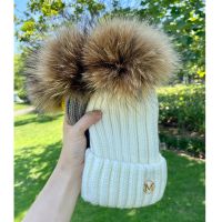 【YD】 Real Fur hats Hat Cap Kids Boy Aldult Warm Big Poms Ski Pompoms 2022