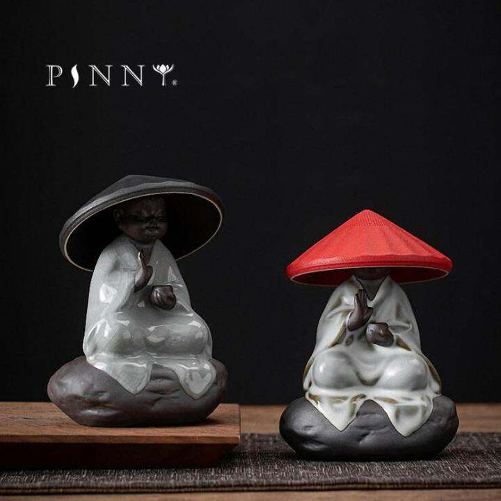 pinny-little-zen-master-เซรามิกส์ที่กรองชาพิธีชงชาเครื่องประดับพระรูปปั้นตกแต่งบ้านทันสมัย