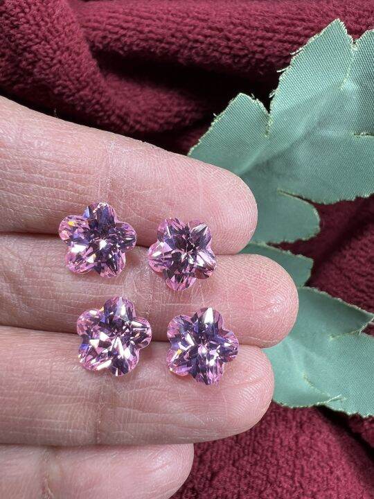 cz-american-diamond-pink-9x9-พลอย-เพชร-รัสเซีย-aaa-pink-ดอกไม้-9-00-มม-1-เม็ด-cubic-zirconia-cz-flower-shape-9-00-mm-1pcs