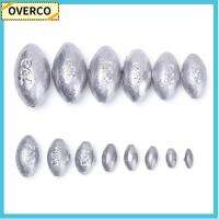 OVERCO 5/10Pcs กระสุนกลม น้ำหนัก น้ำหนักเพิ่มเติม ตกปลาตะกั่วตก ขั้วต่อตะขอ Sinker รูปมะกอก