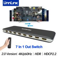 Unnlink HDMI Switch 4K 60Hz Switcher 7X1 5X1 3X1 with Romote IR for Xbox One s/x PS4 Pro LED Smart TV mi box3