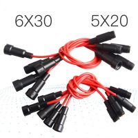 5pcs 5x20mm Glass fuse holder Screw Type 5X20mm with 22 AWG Wire Cable 250V Glass fuse tube fuse casing 6x30