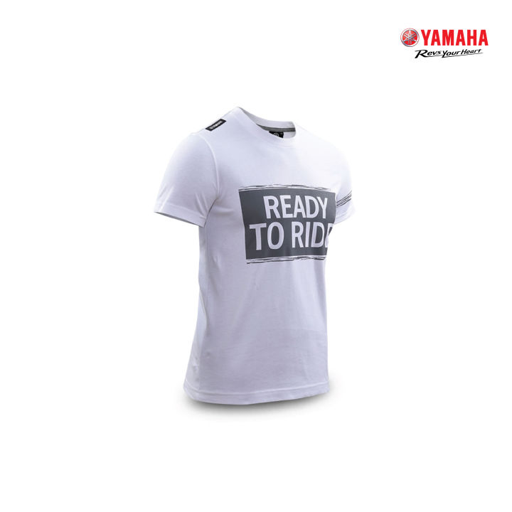 yamaha-เสื้อยืดสกรีน-ready-to-ride-สีขาว