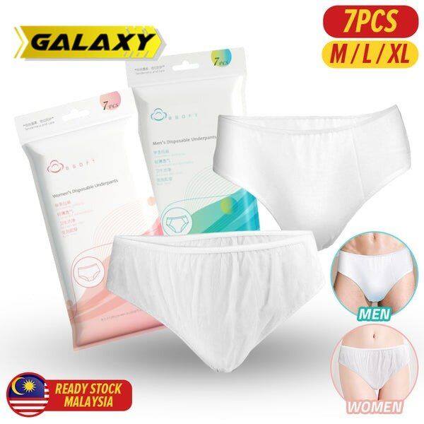 Galaxy] 7PCS [ Men's & Women's ] Disposable Underpants Non Woven Fabric  Travel Underwear [ M~XL Size ] / Seluar Dalam Laki-laki dan Wanita Pakai  Buang / 旅游一次性内裤 桑拿免洗独立装底裤 男女旅行无纺布三角短裤批发