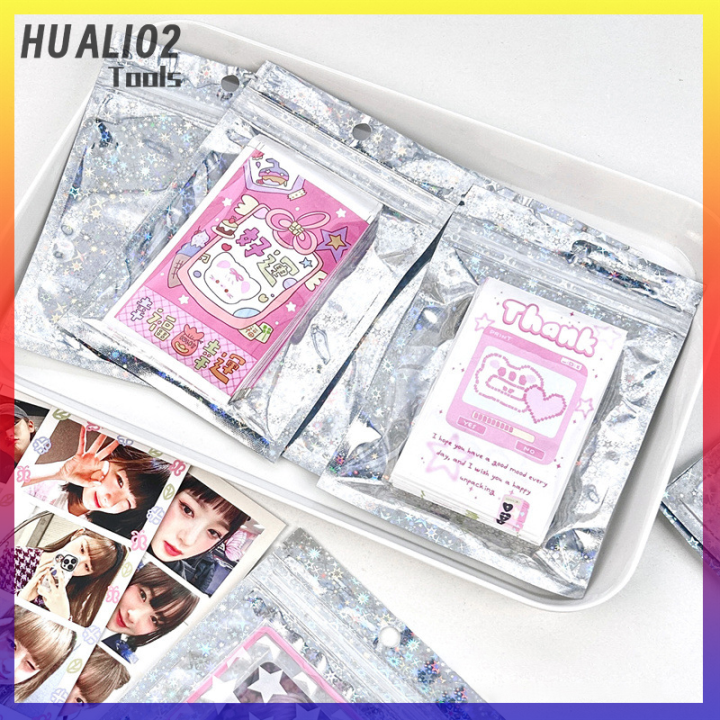 huali02-10ชิ้นบรรจุภัณฑ์เลเซอร์ใสกระเป๋าพร้อมซิปล็อคของขวัญเครื่องประดับกระเป๋าเก็บอาหารถุงบรรจุภัณฑ์ธุรกิจพีวีซี