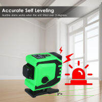 12 Lines L-aser Level Tool Self Leveler Spirit Level Green Beam 360°Precise Adjustment Self Leveling Tool 82ft Horizontal &amp; Vertical &amp; Cross Line Tilted Line Outdoor L-aser Leveler IP54 Waterproof with 2 Rechargeable B-attery Remote Control