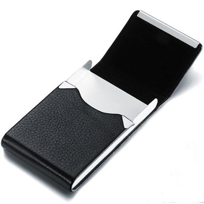 PU Vertical Business Card Case Aluminum Alloy Vertical Business Card Holder Gift Credit Card Holder Purse Card Holder Wallet Men Card Holders