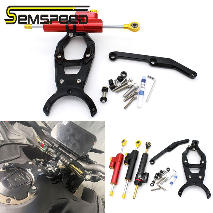 SEMSPEED Motorcycle CNC Steering Damper Shock Stabilizer Mount Kit For ...