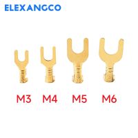 100Pcs M3 M4 M5 M6  Brass Fork Spade U-Type Non-Insulated Wire Connector Electrical Crimp Ground Terminal 0.5-2.5mm