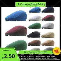 หมวกเบเร่ต์สไตล์อังกฤษหมวก The Waiter Cap Flat Cap Newsboy Caps Adjustable Peaked Cap Casual Solid Retro Soft Driver Caps