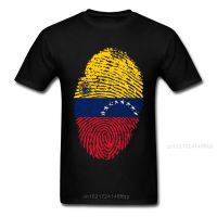 Venezuela Flag Fingerprint Tees Men Clothing Cotton T-Shirt Black Tshirt Vintage T Shirts Short Sleeve Mens Summer Top