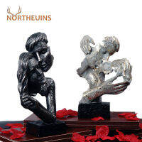 NORTHEUINS Resin Kissing Couple Statue Lover Miniature Figurines for Interior Valentines Day Gift Home Desktop Decoration