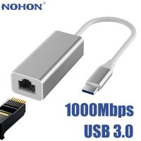 USB 3.0อะแดปเตอร์อีเทอร์เน็ต100M /1000Mbps ประเภท C ถึง RJ45 Lan สายฟ้า3สำหรับแล็ปท็อป PC MacBook Samsung Windows การ์ดเน็ตเวิร์ก USBC