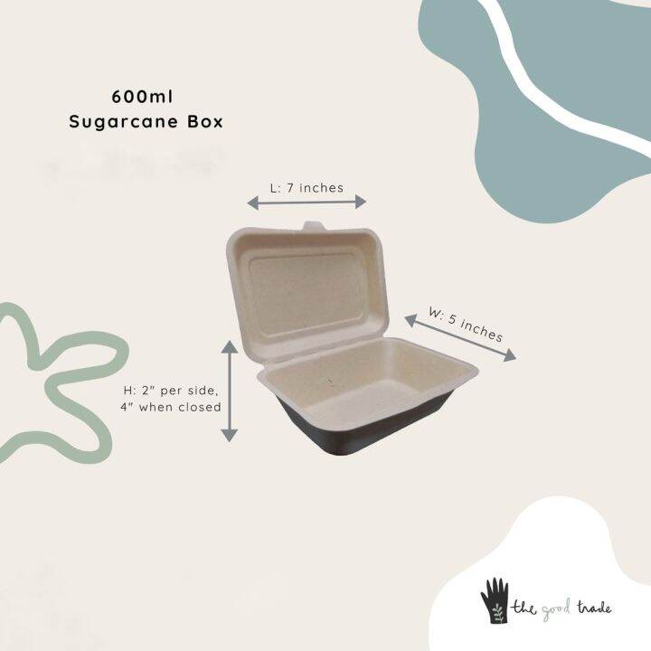 popular [50pcs] Sugarcane Bagasse - Clamshell 600mL Eco friendly ...