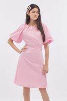 EP เดรสผ้าป๊อปปลิ้นแต่งพลีท ผู้หญิง สีชมพู | Pleated Poplin Dress | 4488