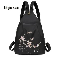 Anti-theft multifunctional embroidered backpack fashion black Oxford casual mini travel shoulder bag lightweight female backpack