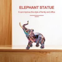 Nordic Painting Graffiti Elephant Sculpture Figurine Colorful Art Elephant Statue Resin Animal Statue Decor