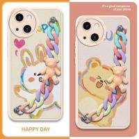 cute phone case Phone Case For iphone14 Plus for girl Nordic style Little Bear Color Chain high-grade Simplicity