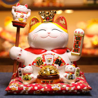 9นิ้วเซรามิคเสี่ยงโชคแมว Maneki Neko เครื่องประดับตกแต่งบ้านของขวัญ Feng Shui Lucky กระปุกออมสินแมวชิ้นกลาง