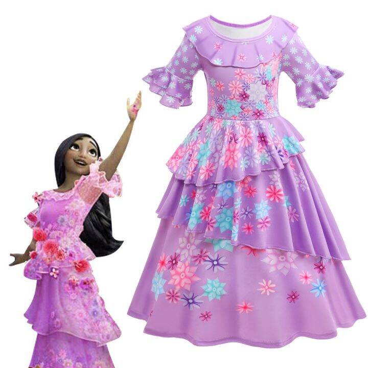 jeansame-dress-cartoon-encanto-disneygirlisabela-houspepa-birthday-party-children-dresses