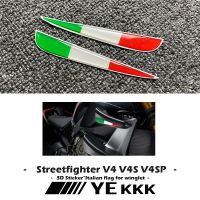 Italian Tricolor Winged Flag 3D Sticker Decal Winglet Fixed Windbreaker Wing For Ducati Streetfighter V4 V4S V4SP V2 Decals  Emblems