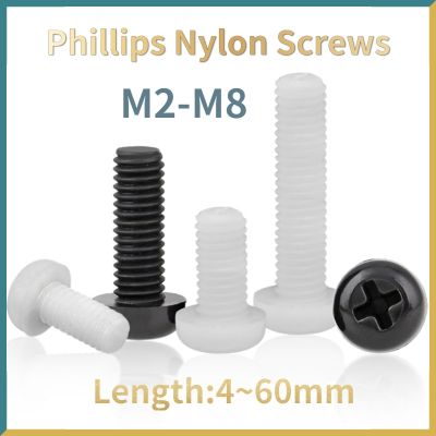 100/50/20 buah benang metrik hitam putih nilon plastik Phillips Pan kepala bulat silang baut L 4-60mm M2 M2.5 M3 M4 M5 M6 M8