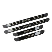 black Carmilla 4Pcs/Set Stainless Steel Inner Door Sill Scuff Plates Cover For Peugeot 2008 2014 - 2022 Car Accessories