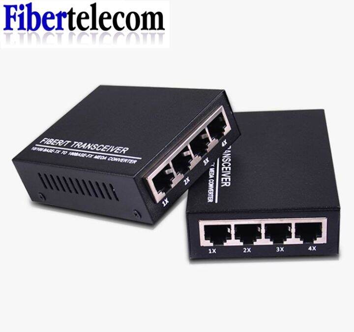 1G4E Gigabit Media Converter 4 RJ45 1 SC port Fiber Optic 20KM Media