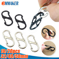 Cbmmaker 1020ชิ้นสแตนเลส S ประเภท Carabine กลางแจ้งตั้งแคมป์กระเป๋าเป้สะพายหลังมินิพวงกุญแจตะขอหัวเข็มขัดป้องกันการโจรกรรม DIY พวงกุญแจ