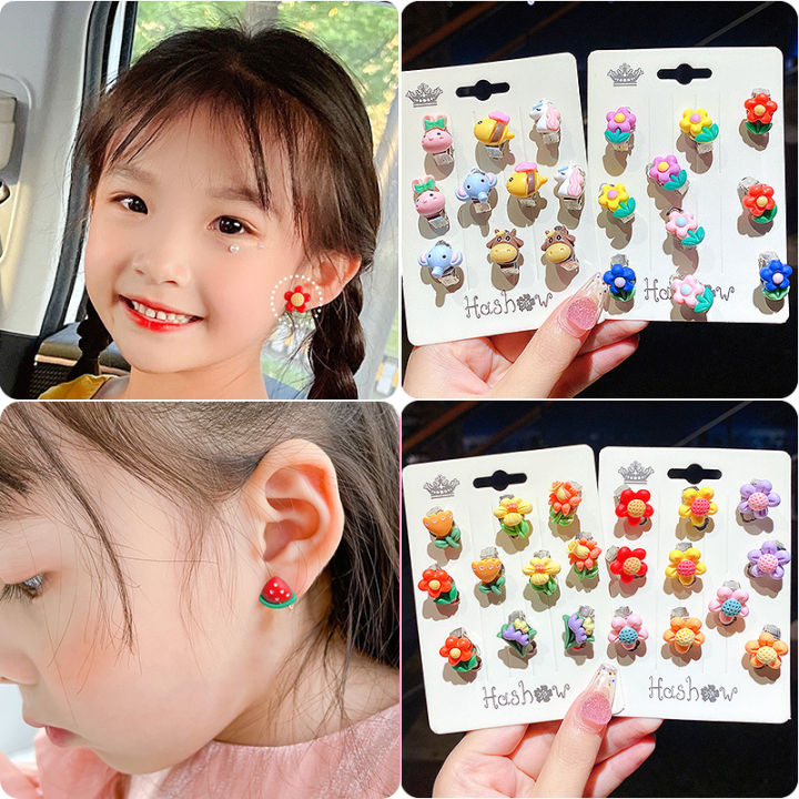 สไตล์เกาหลีแบบใหม่เครื่องประดับต่างหูแบบหนีบเด็กน่ารักต่างหูไม่เจ็บเด็กผู้หญิงไม่มีชุดต่างหูคลิป-tindik-telinga