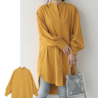 xiaopo Lotte Womens New Product Mid-long Shirt Dress Loose Long Sleeves สวมใส่สบายและทันสมัย