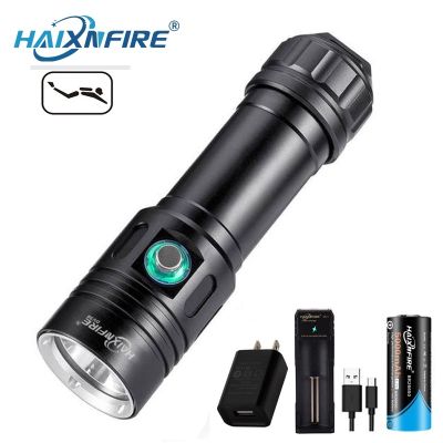 ↂ№❂ HaixnFire DV38 Super Bright Diving Flashlight L2 LED IPX8 Highest Waterproof Rating 200m Professional Diving Light