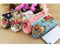 13X9X9.5CM Bunga Mawar Panjang Dicetak Microvelvet Dompet Koin Tas Tangan Kanvas Tempat Kartu Uang Dompet Kantong Tas Kunci Grosir