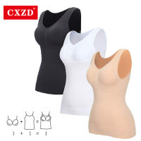 CXZD Plus ขนาด Tank Top ผู้หญิง Body Shaper ที่ถอดออกได้ Shaper ชุดชั้นใน Slimming Vest Corset Shapewear