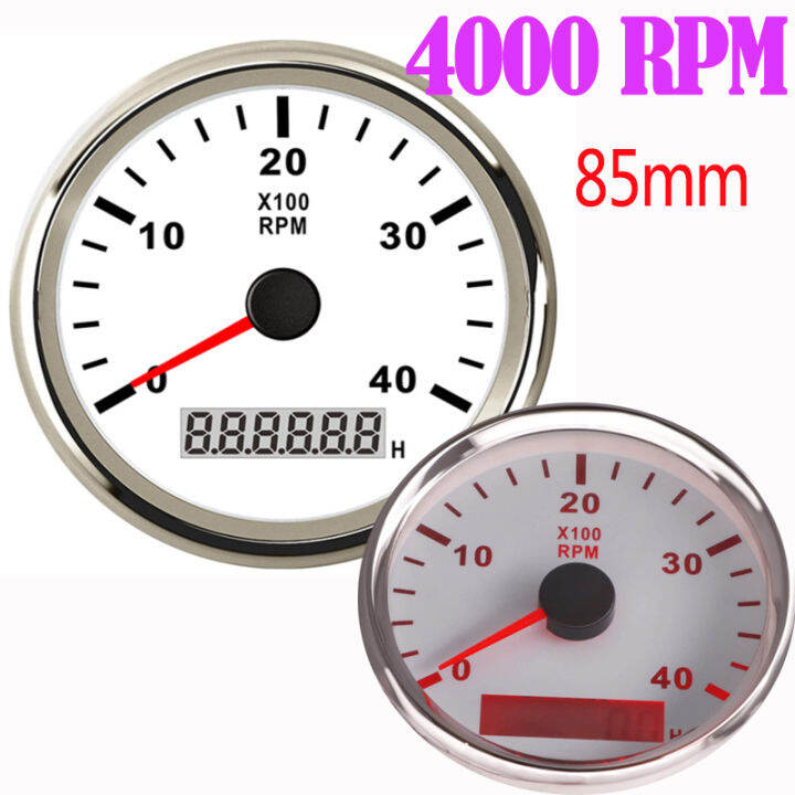 เครื่องวัดความเร็วรอบเรือ85มม-กันน้ำเครื่องวัดชั่วโมง0-8000-rpm-เครื่องวัดความเร็วสำหรับรถบรรทุกเรือเครื่องวัดความเร็วรอบต่อนาทีเครื่องยนต์พร้อมไฟหลังสีแดง12v-24v