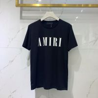 Am1r1 ใหม่ เสื้อยืดคอกลม แขนสั้น ผ้าฝ้าย พิมพ์ลายโลโก้ตัวอักษร แฟชั่นฤดูร้อน สําหรับผู้ชาย 2022 q