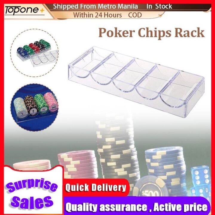 Poker Chip Holder Rack 100 Chips Storage Case Container Clear Acrylic