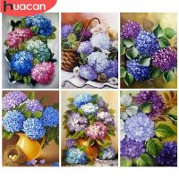 HUACAN 5D Full Square Diamond Painting Flower Hydrangea DIY Diamond Embroidery Rhinestone Picture Cross Stitch Home Decor