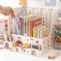 【CC】 Kawaii Desk Organizer File Tray Book Office Rack Folding Desktop Detachable Storage Basket Document Holder