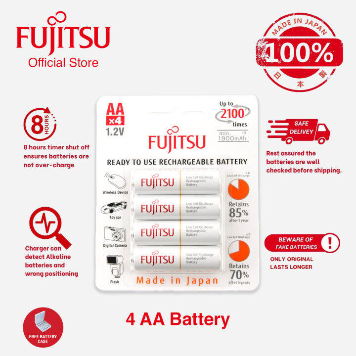 Fujitsu AA HR-3UTCEX(4B) (x4) 1.2V 1900mAh NiMH Low Self Discharge ...