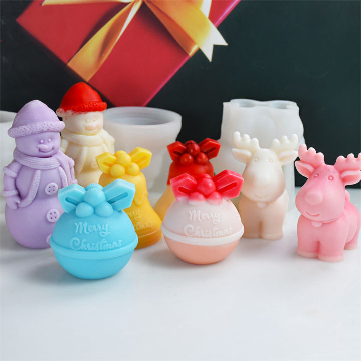 Christmas Decoration Gift Unique Candle Molds Aromatic Aromatherapy Candles  Christmas Sock Candle Mold Small Bell Candle Mold