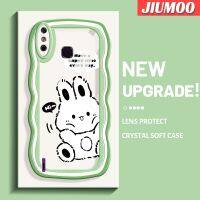 JIUMOO เคสสำหรับ Infinix Smart 4เคส X653 4C สมาร์ทเคสโทรศัพท์ลายขอบซิลิโคนน้ำแบบนิ่มการ์ตูนกระต่ายน่ารักขอบคลื่นคลุมทั้งหมดตัวปกป้องกล้องถ่ายรูปเลนส์เคสฝาหลังกรอบเคสนิ่ม